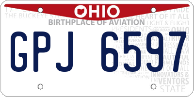 OH license plate GPJ6597
