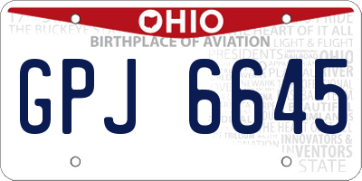 OH license plate GPJ6645