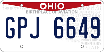OH license plate GPJ6649