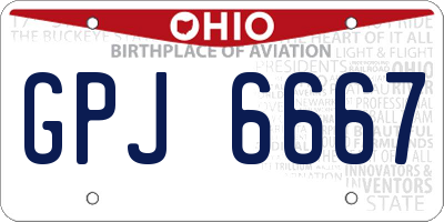 OH license plate GPJ6667