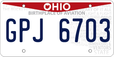 OH license plate GPJ6703