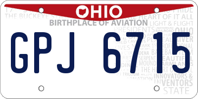 OH license plate GPJ6715