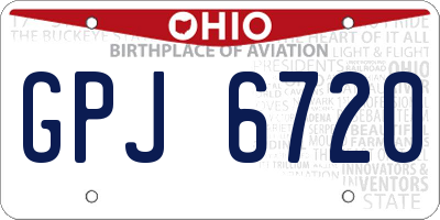 OH license plate GPJ6720