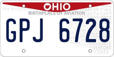OH license plate GPJ6728