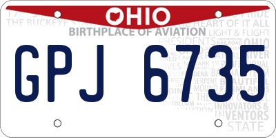 OH license plate GPJ6735