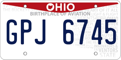 OH license plate GPJ6745