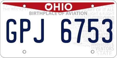 OH license plate GPJ6753