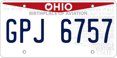OH license plate GPJ6757