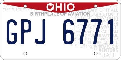OH license plate GPJ6771