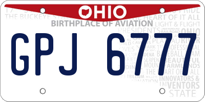 OH license plate GPJ6777