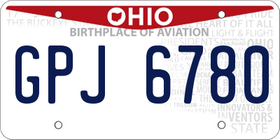 OH license plate GPJ6780