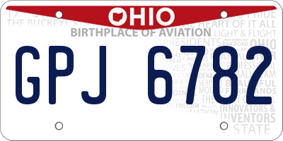 OH license plate GPJ6782