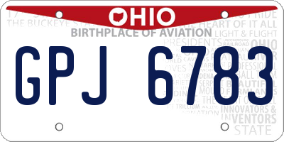 OH license plate GPJ6783