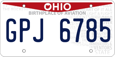 OH license plate GPJ6785