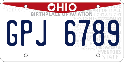 OH license plate GPJ6789