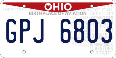OH license plate GPJ6803
