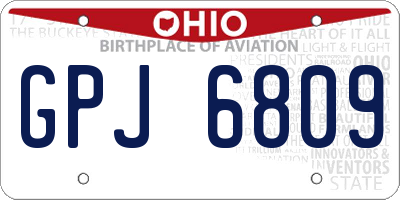 OH license plate GPJ6809