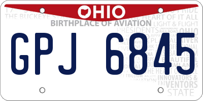 OH license plate GPJ6845