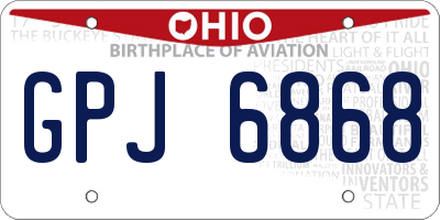 OH license plate GPJ6868