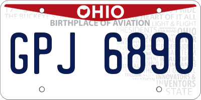 OH license plate GPJ6890