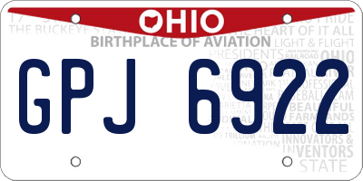 OH license plate GPJ6922