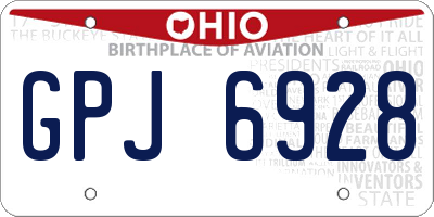 OH license plate GPJ6928