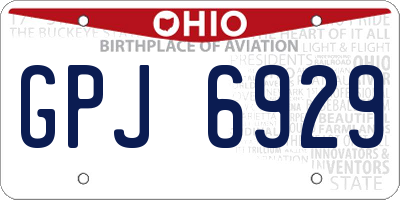 OH license plate GPJ6929
