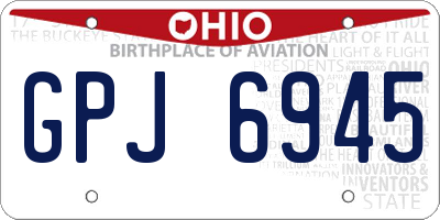 OH license plate GPJ6945