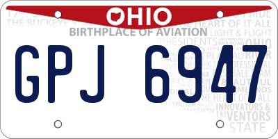 OH license plate GPJ6947