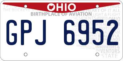 OH license plate GPJ6952