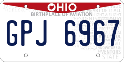 OH license plate GPJ6967