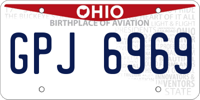 OH license plate GPJ6969