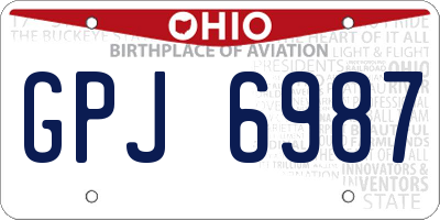 OH license plate GPJ6987