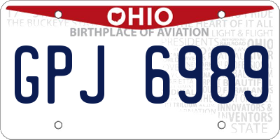 OH license plate GPJ6989