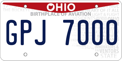 OH license plate GPJ7000