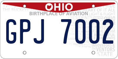 OH license plate GPJ7002