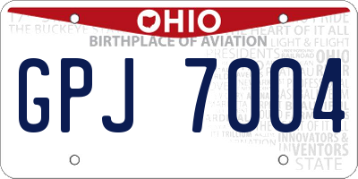 OH license plate GPJ7004