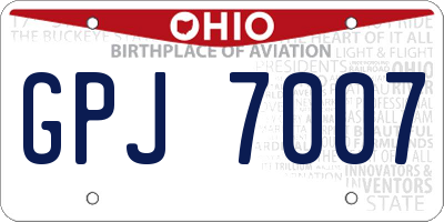 OH license plate GPJ7007