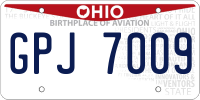 OH license plate GPJ7009