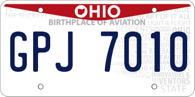OH license plate GPJ7010