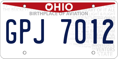 OH license plate GPJ7012
