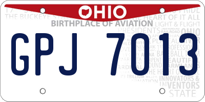 OH license plate GPJ7013