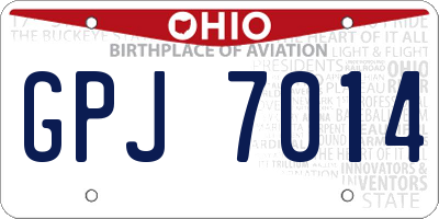 OH license plate GPJ7014