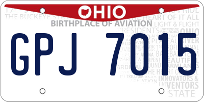 OH license plate GPJ7015
