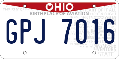 OH license plate GPJ7016