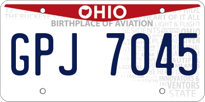 OH license plate GPJ7045