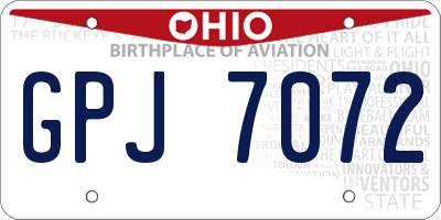 OH license plate GPJ7072