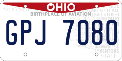 OH license plate GPJ7080