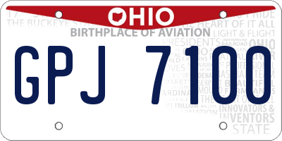 OH license plate GPJ7100
