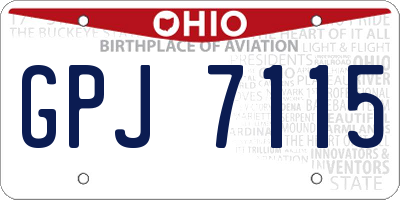 OH license plate GPJ7115
